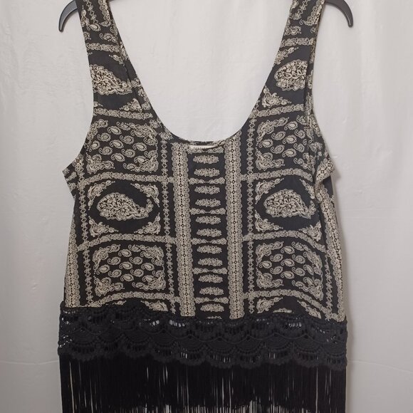 FOREVER 21 SLEEVELESS BOHO HIPPIE FRINGE TOP - Picture 1 of 10
